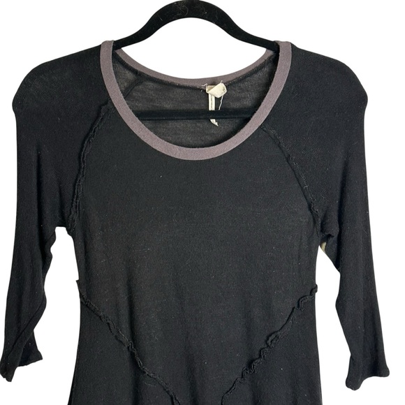 Free People Intimately Weekend Layering Top Black Gray Combo Burnout S Raw Edge - Picture 3 of 11